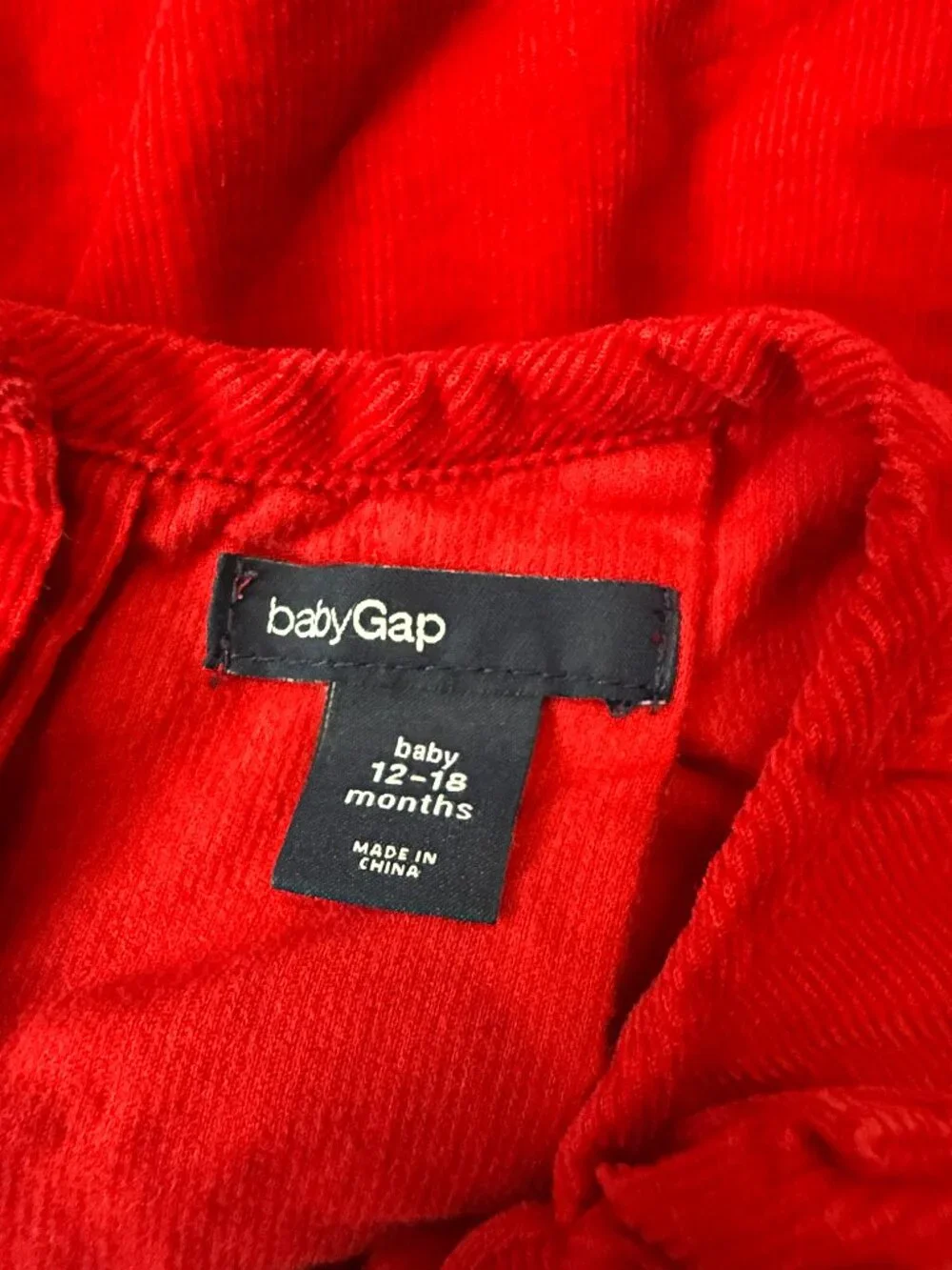 Baby GAP red corduroy dress girls 12-18 months formal glam holiday party winter